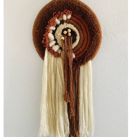 Handmade Art Latch Hook Wall Fiber Art Dream Catcher Retro Rare